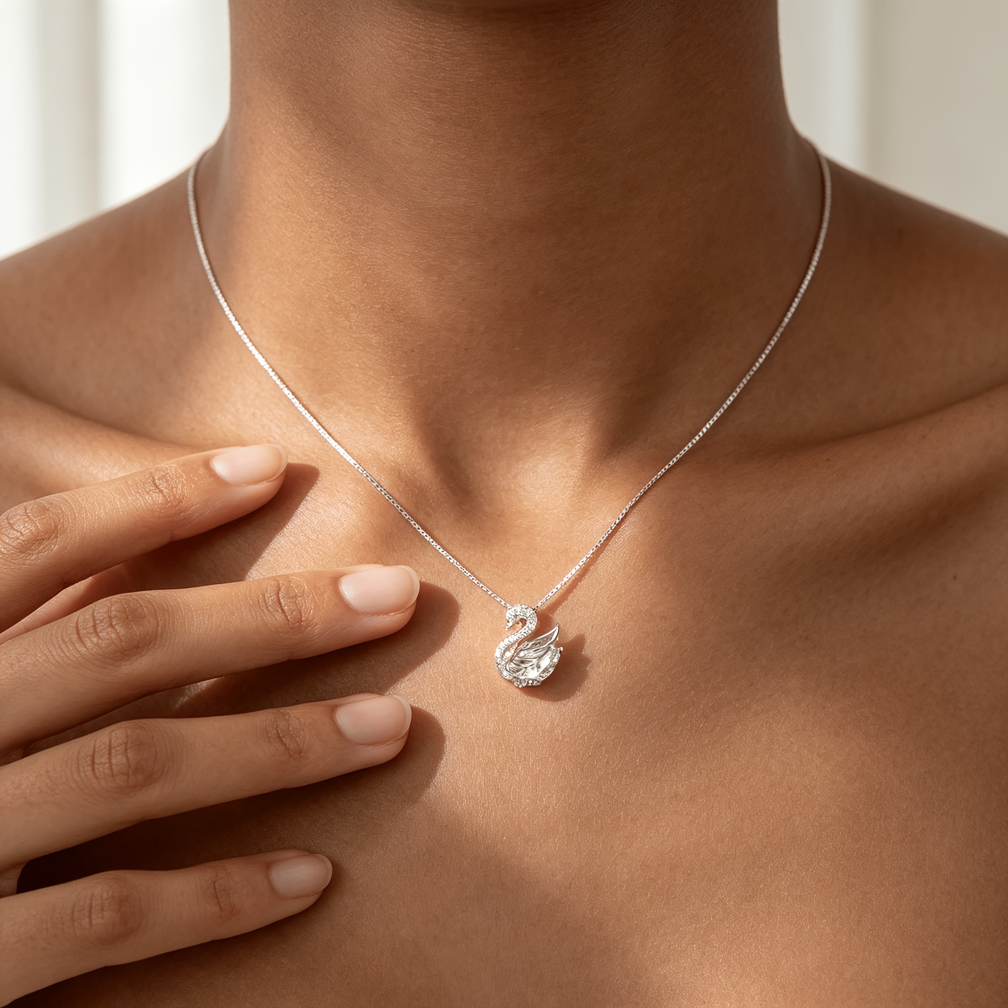 Women's 925 Silver Personalized Swan Clavicle Chain Necklace